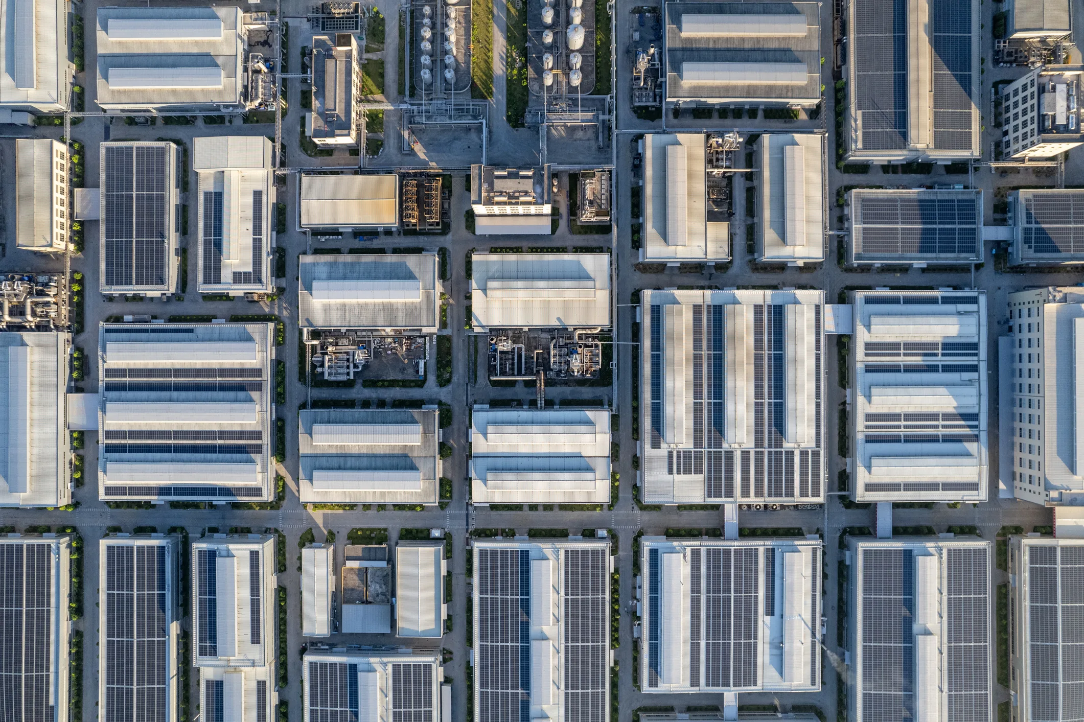 Aerial view of a city grid
